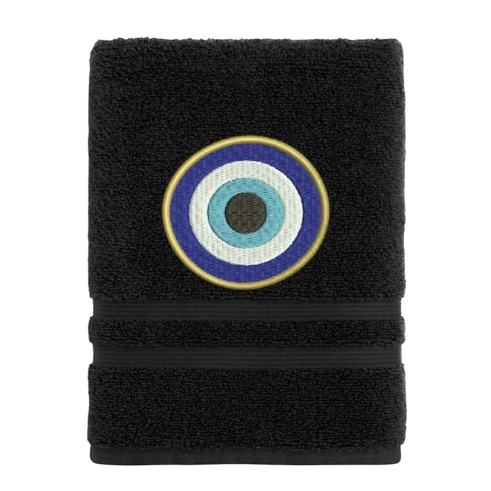 Hand Evil Eye Embroidered Hand towel Pick one New Made to order Black